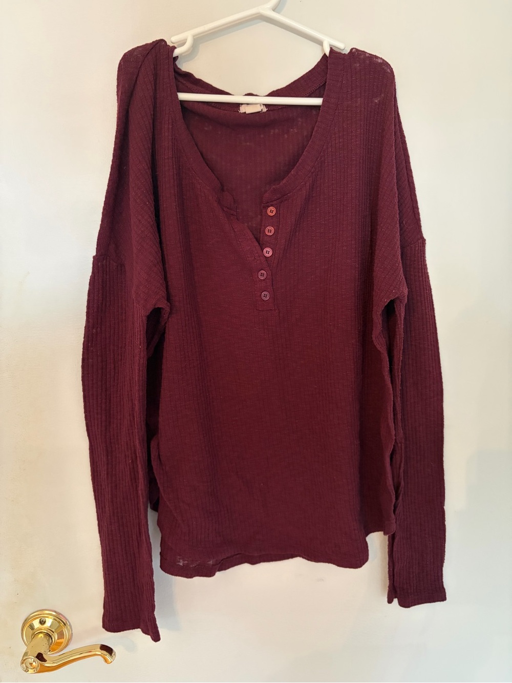 Women’s Garage Waffle Knit Henley Long Sleeve Size Medium
